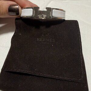 White Hermès Clic H Bangle Bracelet